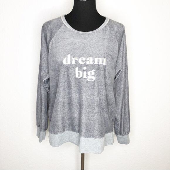 Kate Spade gray embroidered dream big velour top size Extra Large - Picture 1 of 13